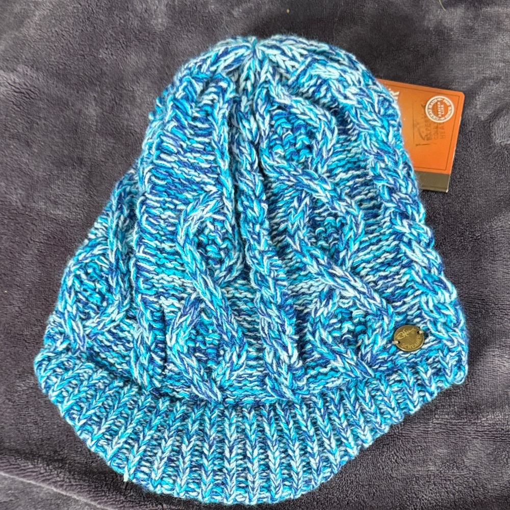 Blue Cable Knit Women's Hat